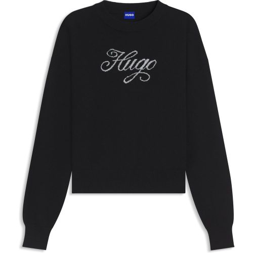 Pull Relaxed en maille avec logo en fil métallisé - HUGO - Modalova