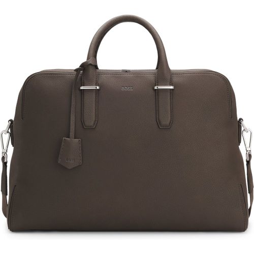Sac de voyage en cuir grainé avec logo emé - Boss - Modalova