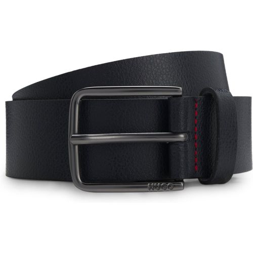 Ceinture en cuir embossé avec boucle à ardillon teinte argentée brossée - HUGO - Modalova