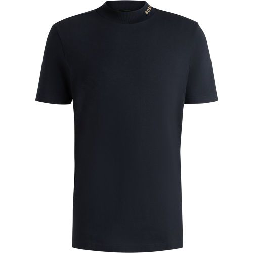 T-shirt en coton stretch avec logo au col - Boss - Modalova