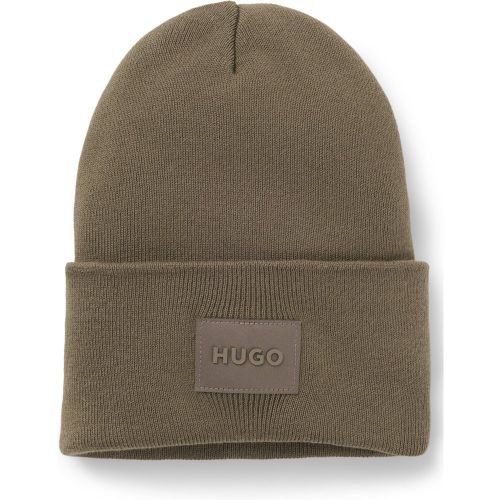 Bonnet en maille de coton avec badge logoté - HUGO - Modalova