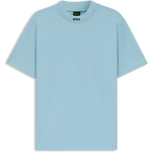 T-shirt Relaxed en coton stretch avec col logoté - Boss - Modalova