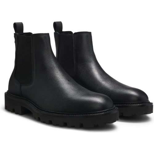 Bottines en cuir grainé à semelle crantée - Boss - Modalova