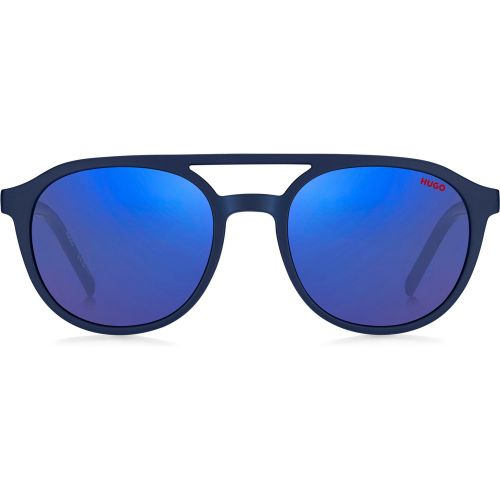 Lunettes de soleil en acétate marine avec verres et branches à motif - HUGO - Modalova
