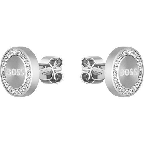 Clous d’oreilles à logo et strass - Boss - Modalova