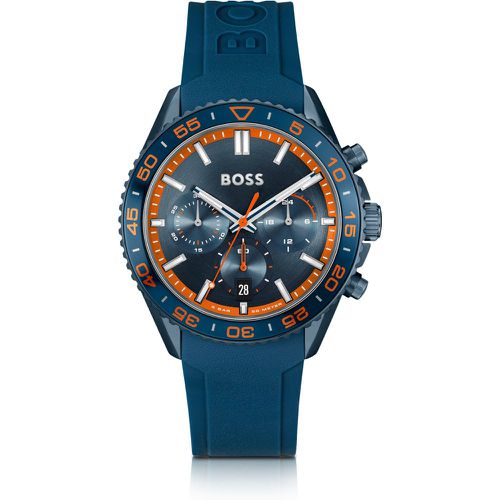 Montre chronographe à cadran ton sur ton et bracelet en silicone - Boss - Modalova