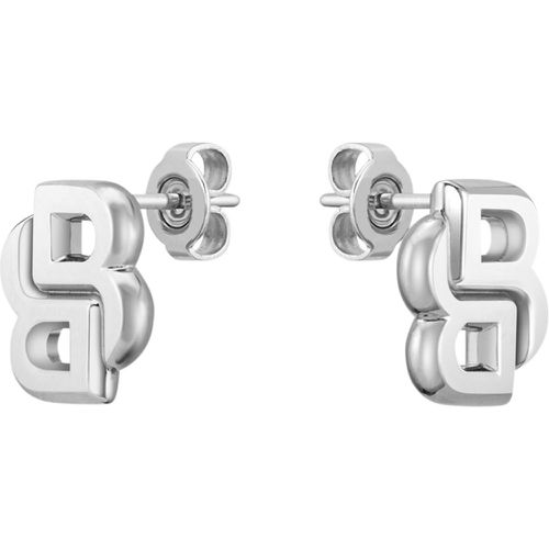 Boucles d’oreilles argentées à double monogramme B - Boss - Modalova