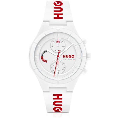 Montre blanche avec bracelet en silicone logoté - HUGO - Modalova