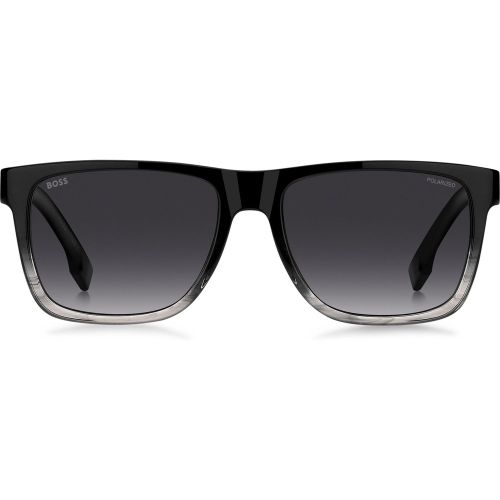 Lunettes de soleil en acétate noir dégradé avec logo gravé - Boss - Modalova