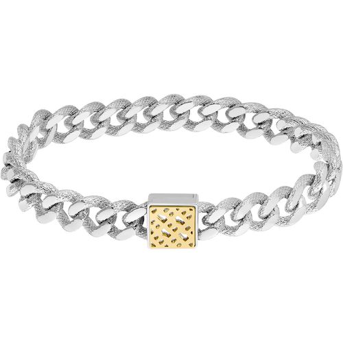 Bracelet chaîne à maillons arrondis en acier inoxydable avec carré monogrammé - Boss - Modalova