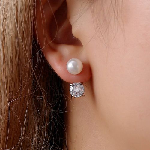 Paire Clous d'oreilles avec strass et fausse perle - SHEIN - Modalova