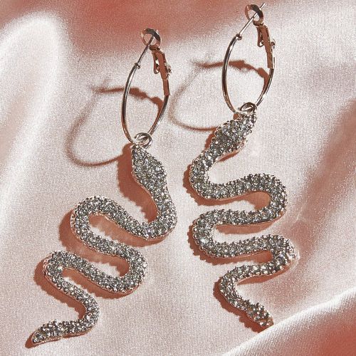 Paire Pendants d'oreilles design serpentine avec strass - SHEIN - Modalova