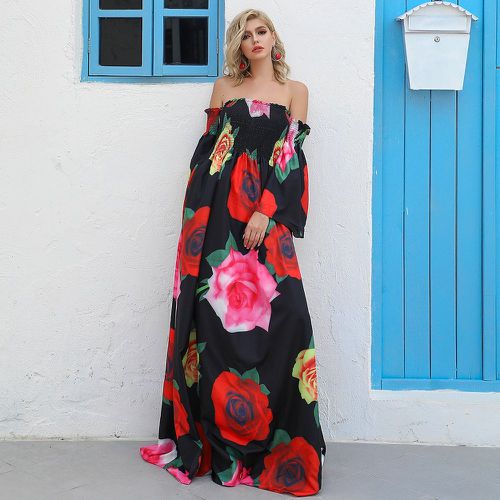 Robe longue col bardot avec imprimé fleuri - SHEIN - Modalova