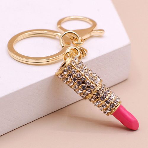Porte-clés design rouge à lèvres avec strass - SHEIN - Modalova
