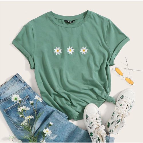 T-shirt avec broderie florale - SHEIN - Modalova