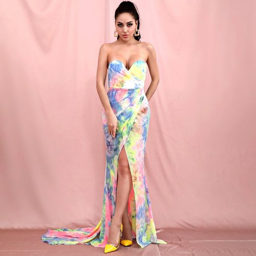 Robe longue fendue tie dye - SHEIN - Modalova