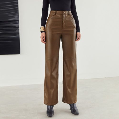 Pantalon palazzo en cuir PU avec zip - SHEIN - Modalova