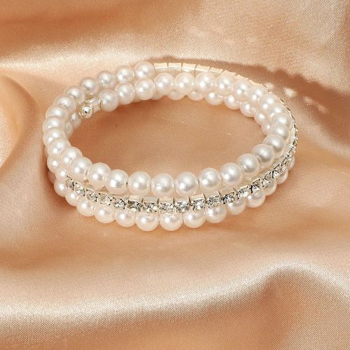 Bracelet avec fausse perle et strass - SHEIN - Modalova
