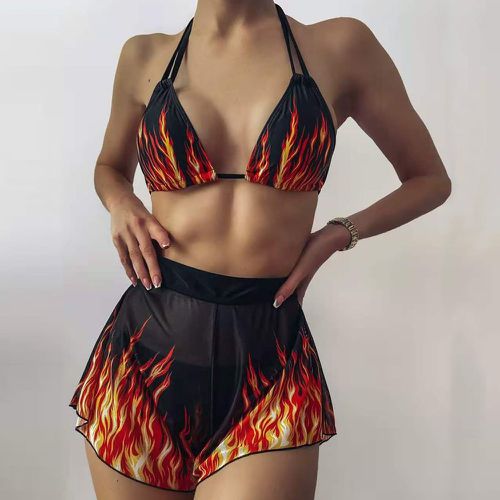 Pièces Bikini à imprimé flamme & Short de plage - SHEIN - Modalova