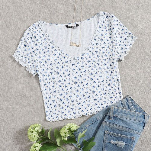 T-Shirts Volants froncés Casual imprimé floral - SHEIN - Modalova