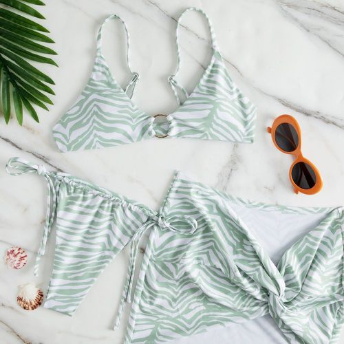 Bikini avec rayures zébrées & Jupe de plage - SHEIN - Modalova