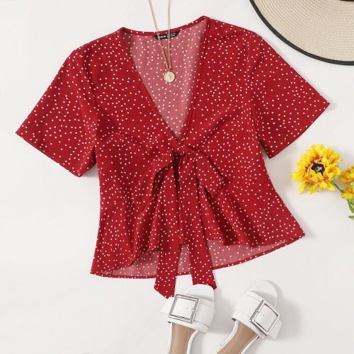 Blouses Avec nœud Casual Pois - SHEIN - Modalova