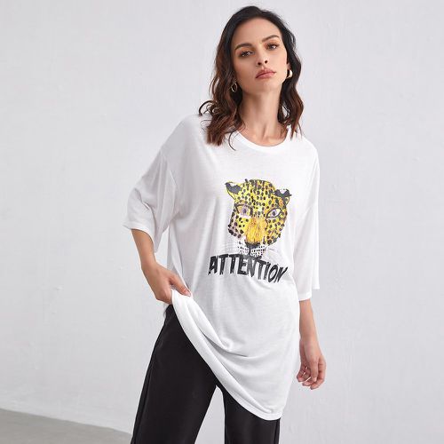 T-shirt long à léopard - SHEIN - Modalova