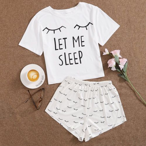 Ensemble de pyjama t-shirt avec motif slogan & short - SHEIN - Modalova