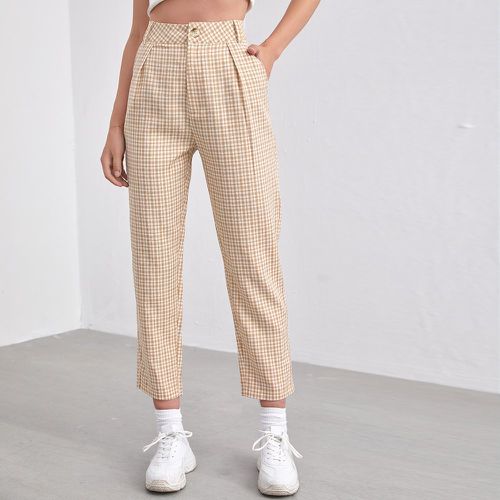 Pantalon à imprimé carreaux avec poche - SHEIN - Modalova