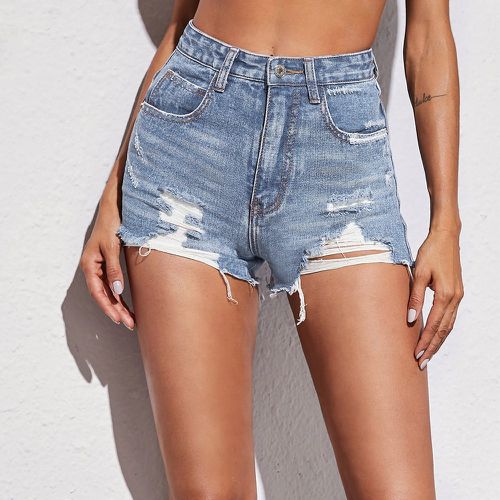 Short en jean déchiré à ourlet effiloché(sans sac banane) - SHEIN - Modalova