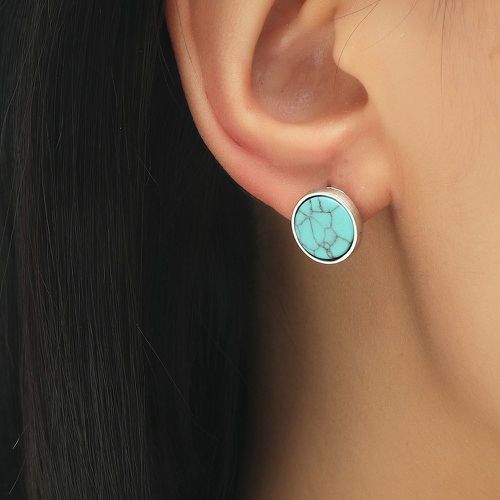 Clous d'oreilles ronds avec détail turquoise - SHEIN - Modalova