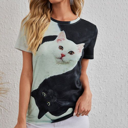 T-shirt avec imprimé chat - SHEIN - Modalova