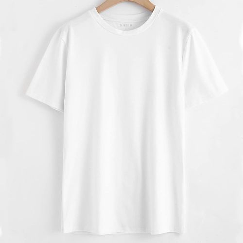 T-shirt unicolore avec col rond - SHEIN - Modalova