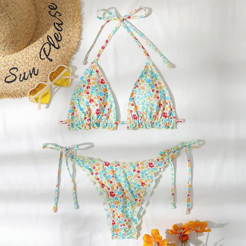 Bikini avec imprimé marguerite et plis - SHEIN - Modalova