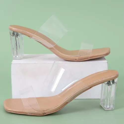 Mules à talons épais minimaliste transparentes - SHEIN - Modalova