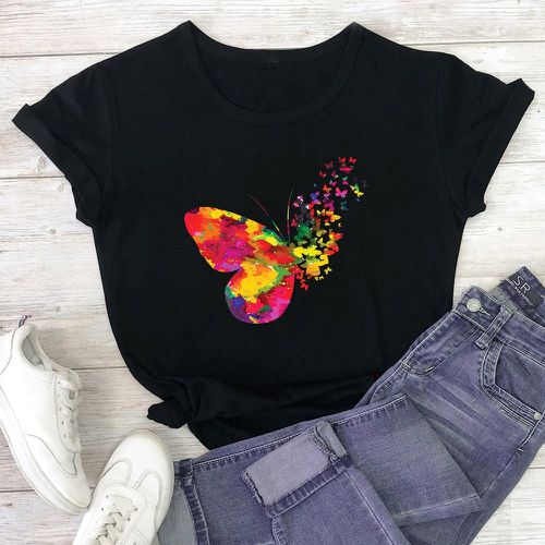 T-shirt à imprimé papillon manches courtes - SHEIN - Modalova