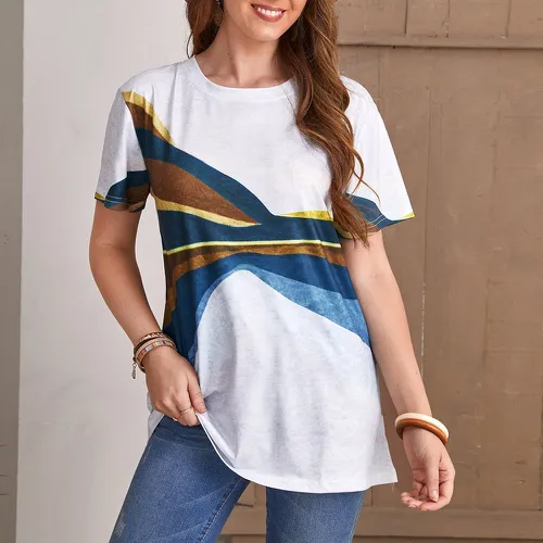 T-shirt long à imprimé graphique - SHEIN - Modalova