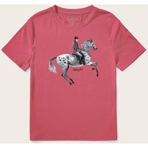 T-shirt avec imprimé cheval et figure - SHEIN - Modalova