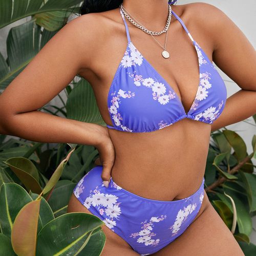 Bikini à imprimé floral ras-du-cou triangulaire - SHEIN - Modalova