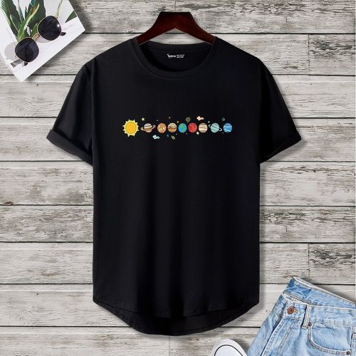 Homme T-shirt à imprimé planète - SHEIN - Modalova
