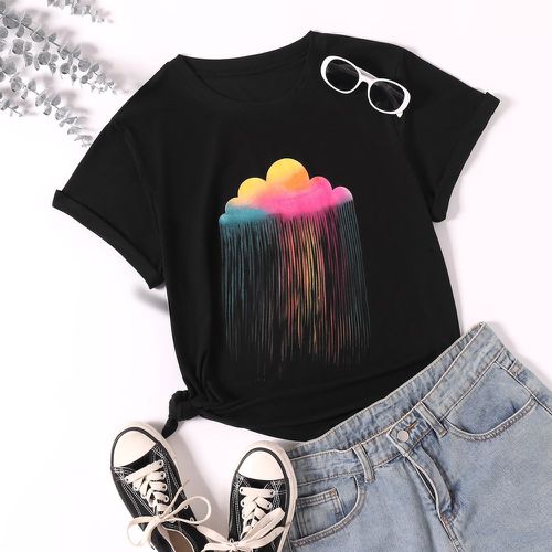 T-shirt versicolore à imprimé nuage - SHEIN - Modalova