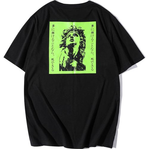 T-shirt à imprimé japonais caractère et figure - SHEIN - Modalova