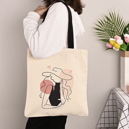 Sac de shopping minimaliste à motif de figure - SHEIN - Modalova