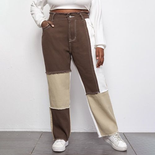 Jeans grandes tailles Boutons Casual Blocs de couleur - SHEIN - Modalova