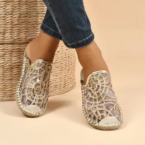 Mules plates espadrilles à sequins - SHEIN - Modalova