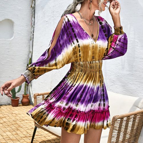 Robe tie dye fendue avec plis - SHEIN - Modalova