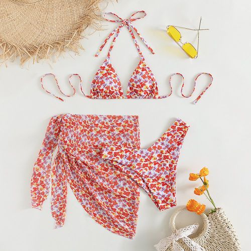 Pièces Bikini fleuri avec jupe de plage - SHEIN - Modalova