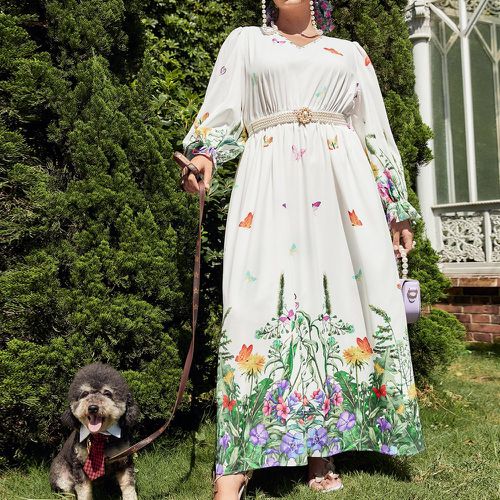 Robe à imprimé floral et papillon (sans ceinture) - SHEIN - Modalova