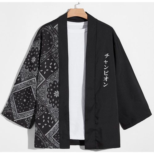 Kimono à imprimé caractère japonais et foulard (sans t-shirt) - SHEIN - Modalova