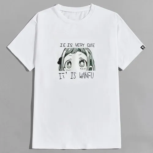 T-shirt figure dessin animé & slogan - SHEIN - Modalova